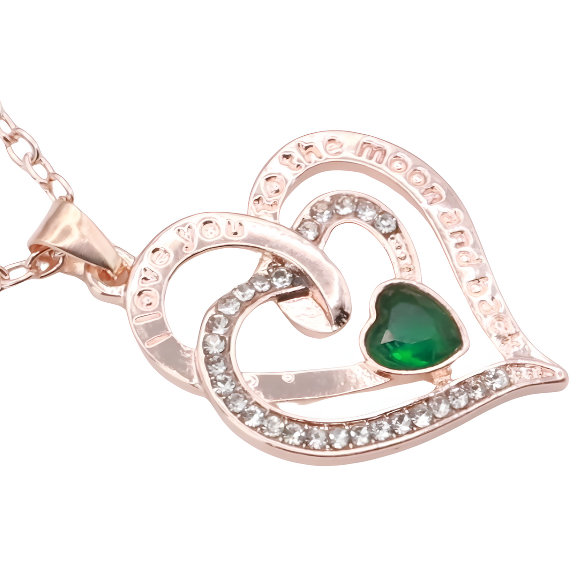18K Gold Plated Zinc Alloy Chain Necklace with Crystal Rhinestones Green B306