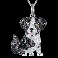 Australian Shepherd Dog Pendant Necklace For Women Rhinestone Pet Animal  B228