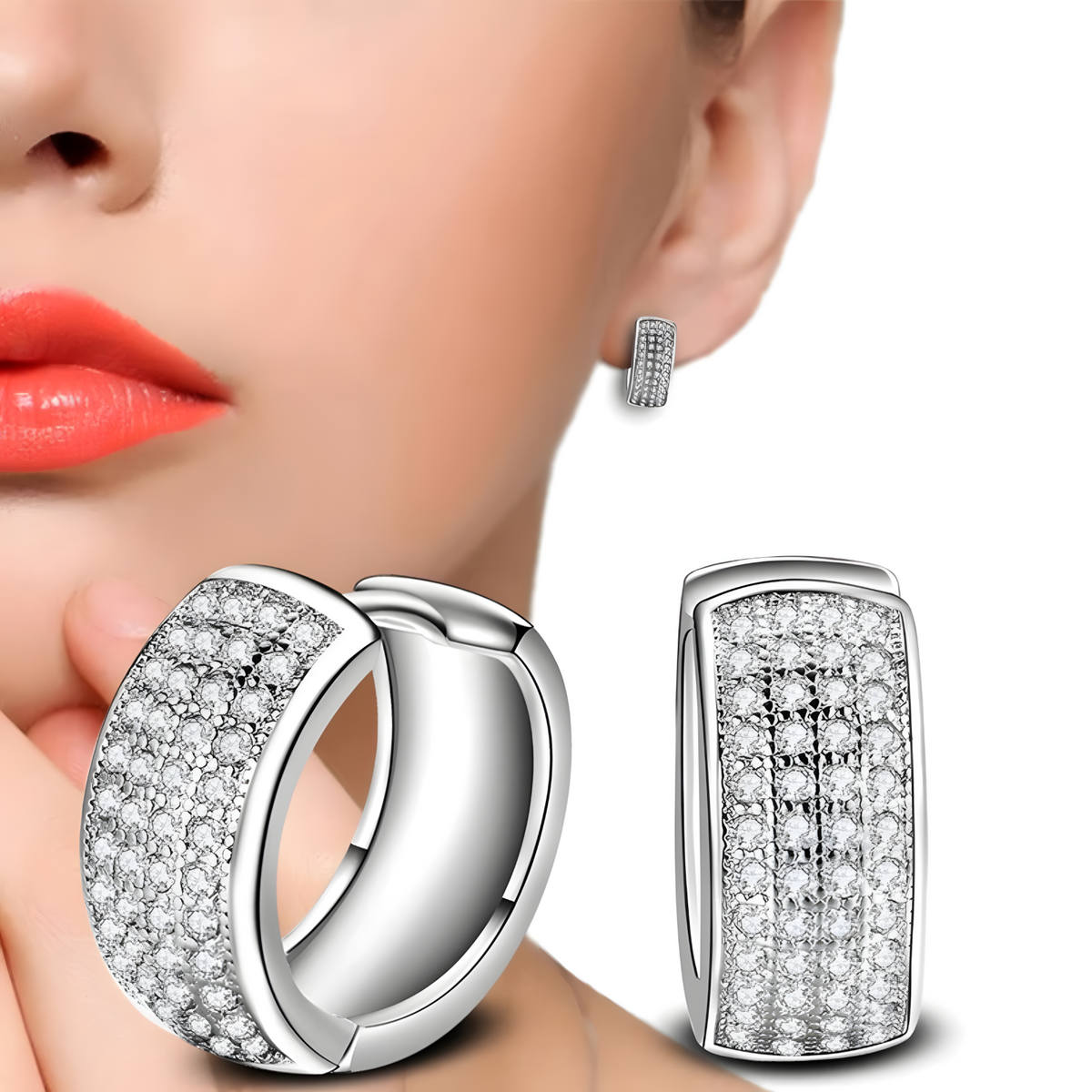 Sparkling Huggie Hoop Earrings for Women - 925 Sterling Silver Pave Zirconia 333