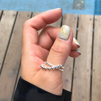 Sterling Silver Adjustable Fidget Ring for Women & Girls Anxiety Relief Bead 486