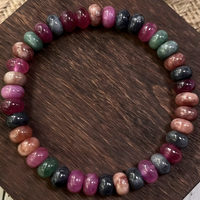 Multicolor Tourmaline Bracelet Natural Rainbow Tourmaline Handmade Beads- 1408