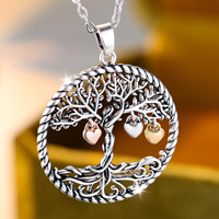 Tree Of Life Pendant Necklace-Copper Metal Family Tree Necklace Zirconia 1132