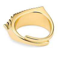 Premium Fan Shape Ring For Women, Gold Tone Cubic Zirconia Cocktail Ring 1505