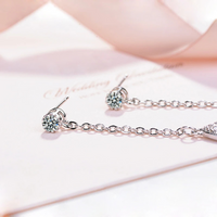 Exquisite Cat & Fishbone Mismatch Drop Earrings Women Sparkling CZ Accents 297