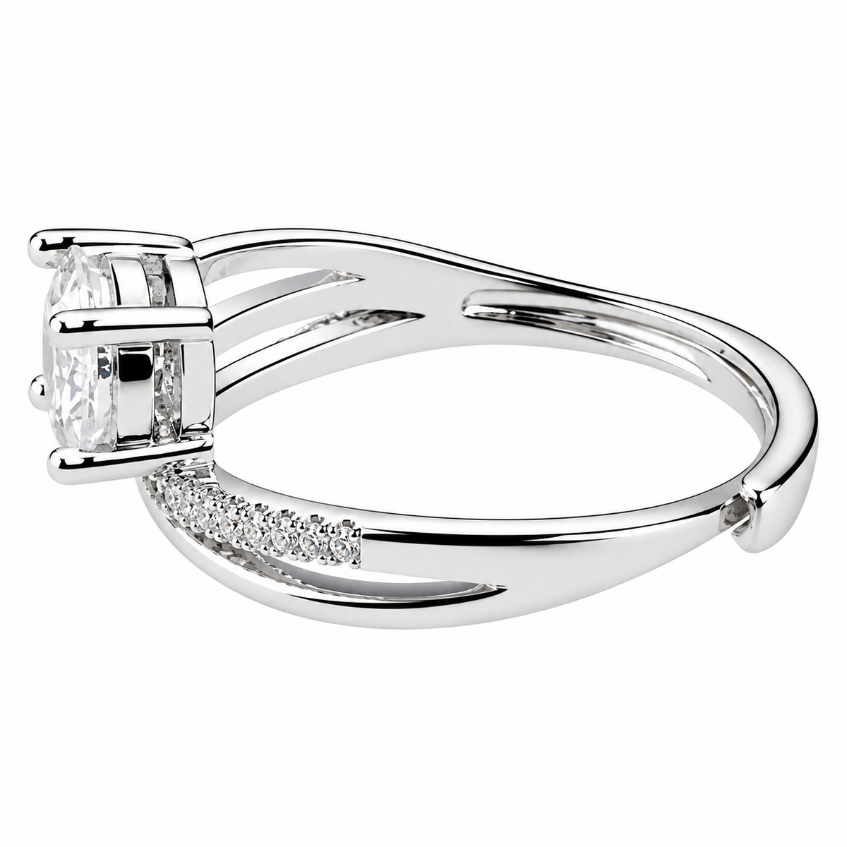 Women's Adjustable Round Brilliant Zircon Engagement Ring, Silver Tone Cros 1658