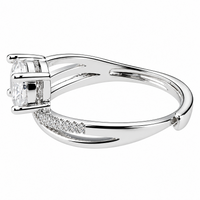 Women's Adjustable Round Brilliant Zircon Engagement Ring, Silver Tone Cros 1658
