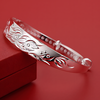 Luxury 925 Sterling Silver Noble Phoenix Bracelets Bangles for Women Fashio 1781