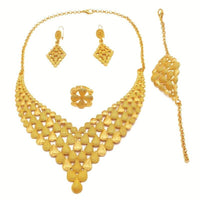 5-Piece Bridal Jewelry Set: Earrings, Necklace, Bangle, Ring, Exaggerated 110