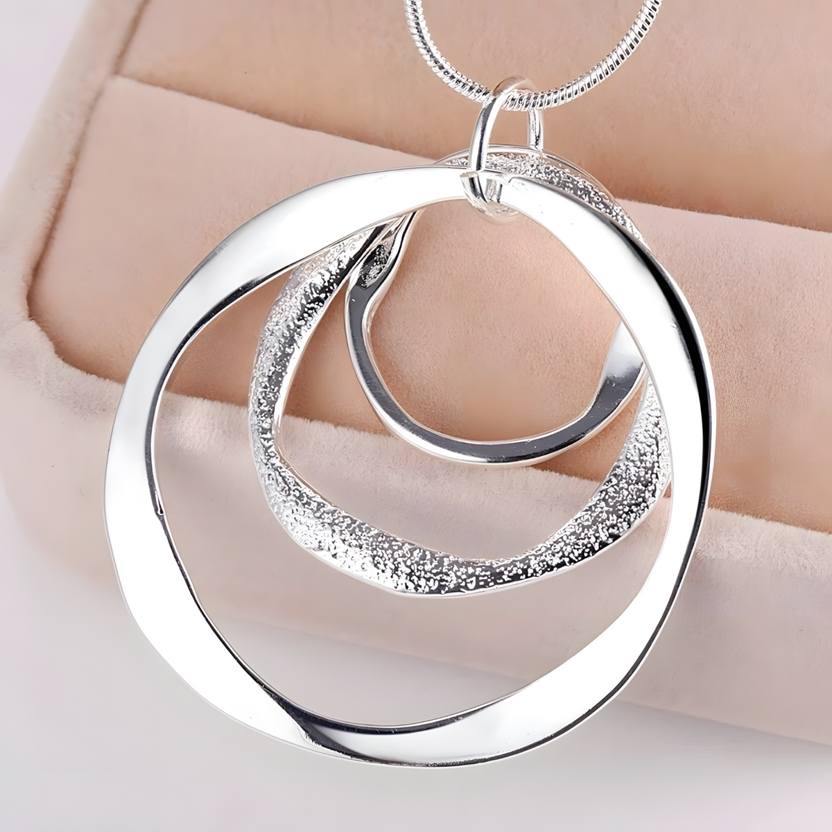 Wishbone Triple Circle Pendant Necklace for Women - Modern Minimalist Layer 1472