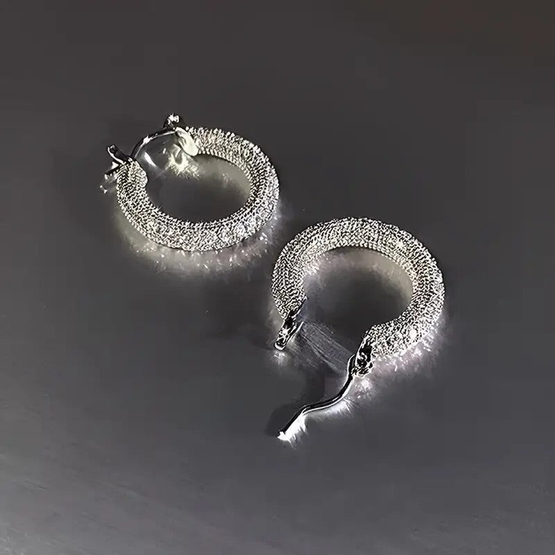 Sparkling Hoop Earrings Zinc Alloy Jewelry Vintage Elegant Style Geometric 72
