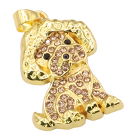 Poodle Dog Pendant Necklace For Women Gold Tone Look Crystal Animal Charm B235