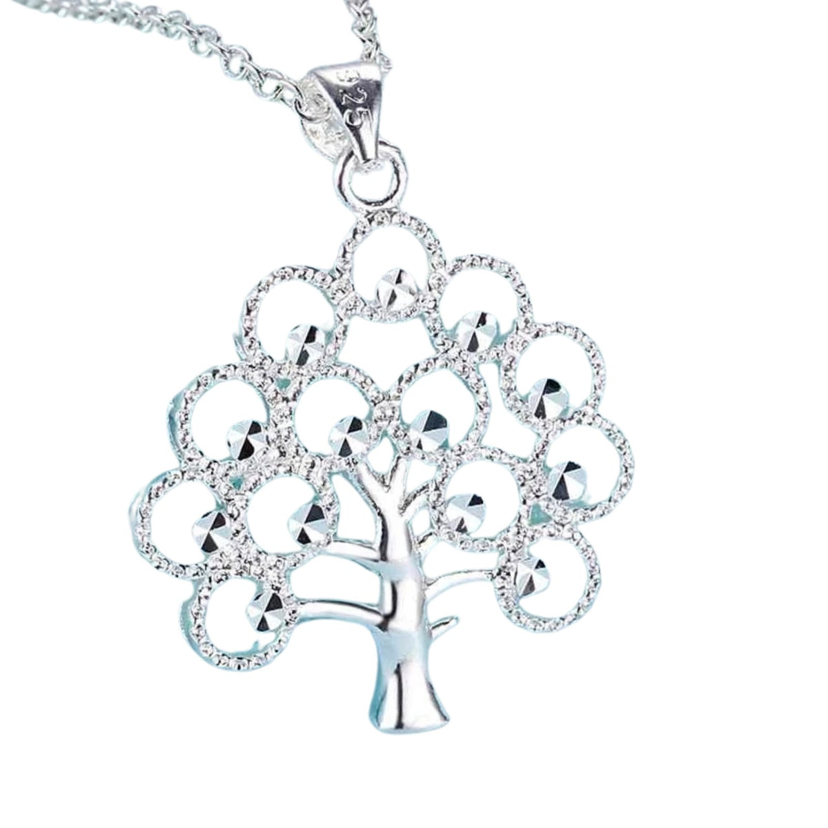 925 Sterling Silver Tree of Life Pendant Necklace Women, Elegant Openwork 412