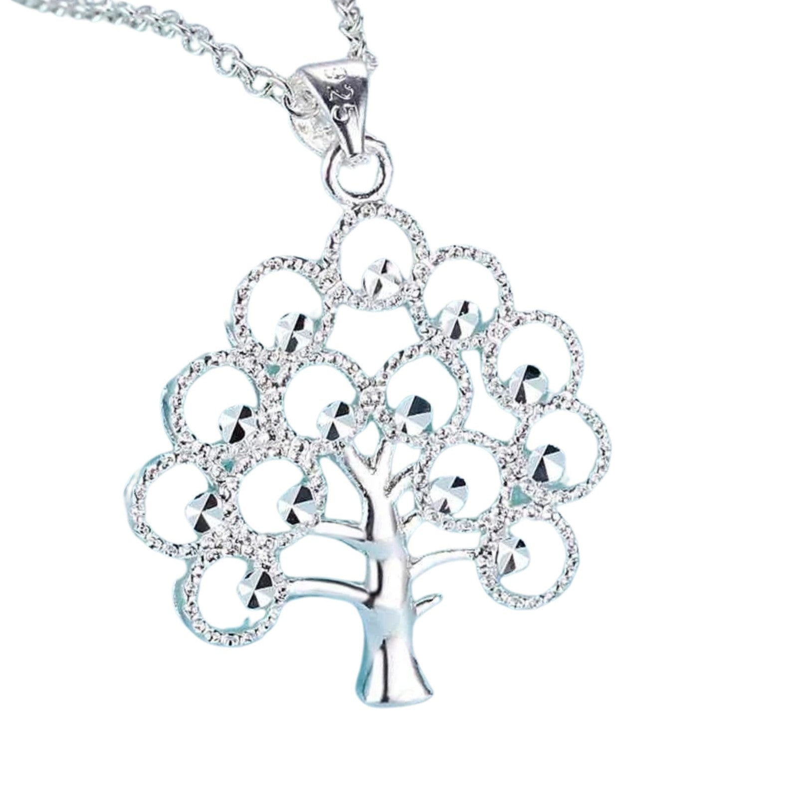 925 Sterling Silver Tree of Life Pendant Necklace Women, Elegant Openwork 412