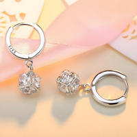 Women's Dangle Hoop Earrings,925 Sterling Silver Plated with Round-Cut Cubic 467