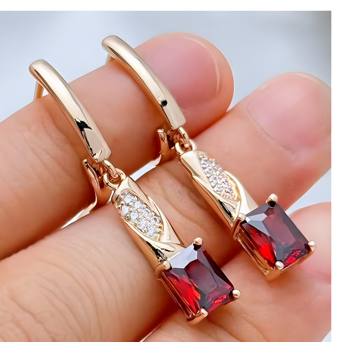 Rose Gold Colour Long Drop Earrings for Women, Copper Alloy Dangle Earrings 1291