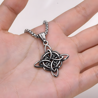 Stainless Steel Celtic Knot Pendant Necklace - Geometric Ethnic Cross Knot 1239