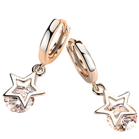 Unified Jewellery 925 Sterling Silver Star Earing Dangle Hoop Cubic Zirconia 478