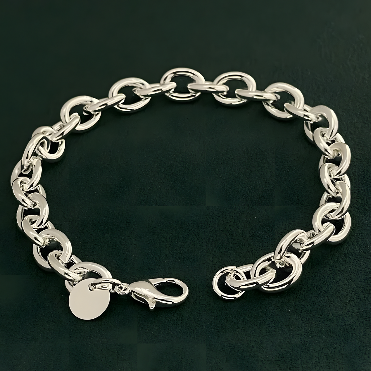 925 Sterling Chunky Chain Bracelet For Women Rolo Link Statement Bracelet 1760