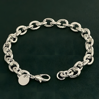 925 Sterling Chunky Chain Bracelet For Women Rolo Link Statement Bracelet 1760