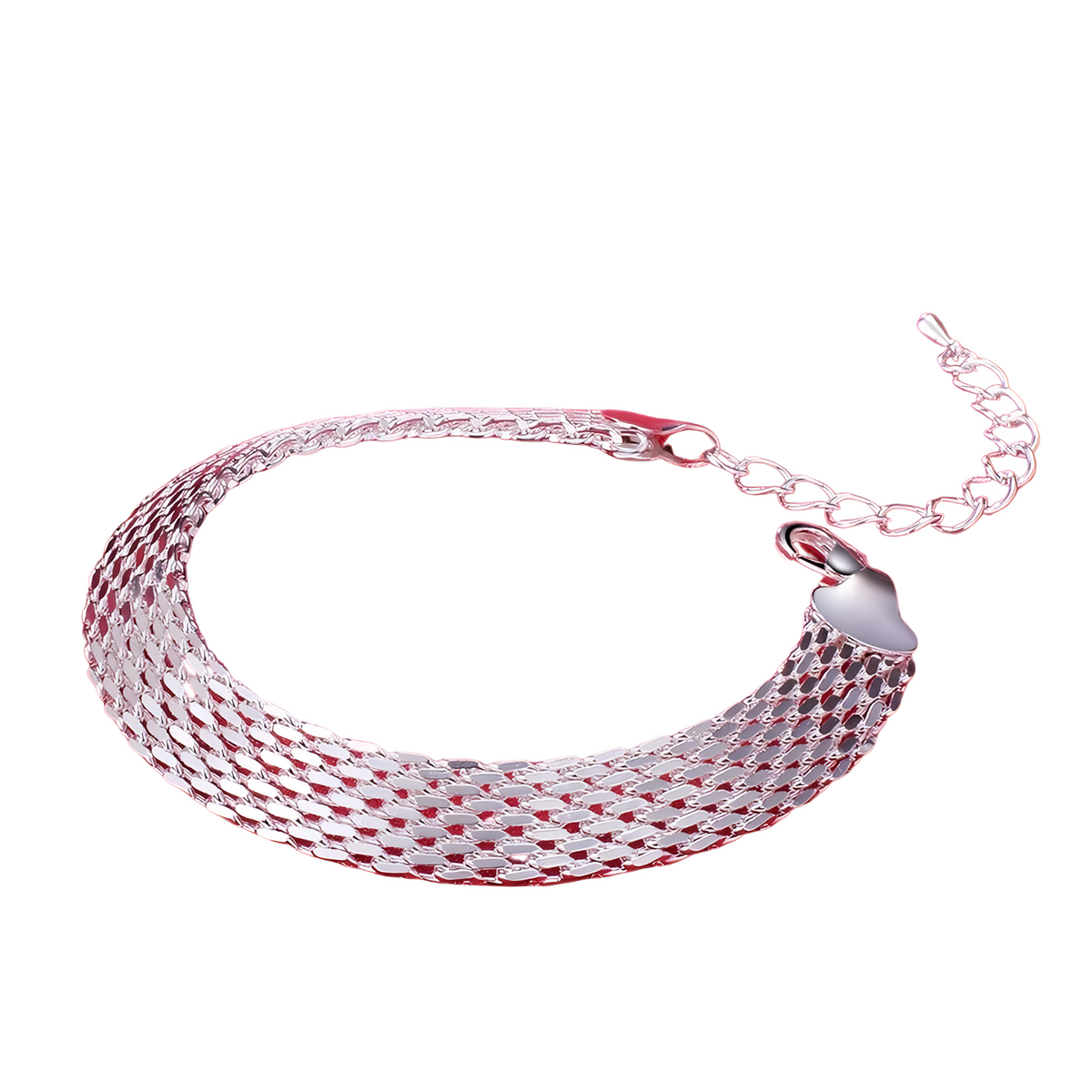 Exquisite Fashion Flat Mesh Weaving Chain Bracelet Hot 925 Sterling 659