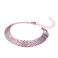 Exquisite Fashion Flat Mesh Weaving Chain Bracelet Hot 925 Sterling 659