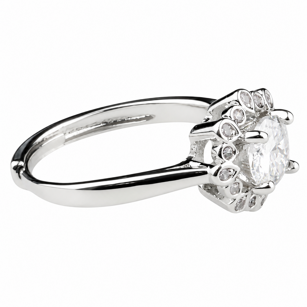 Women's Adjustable Teardrop Bezel Zircon Sunflower Halo - 6 Prong Claw 1652