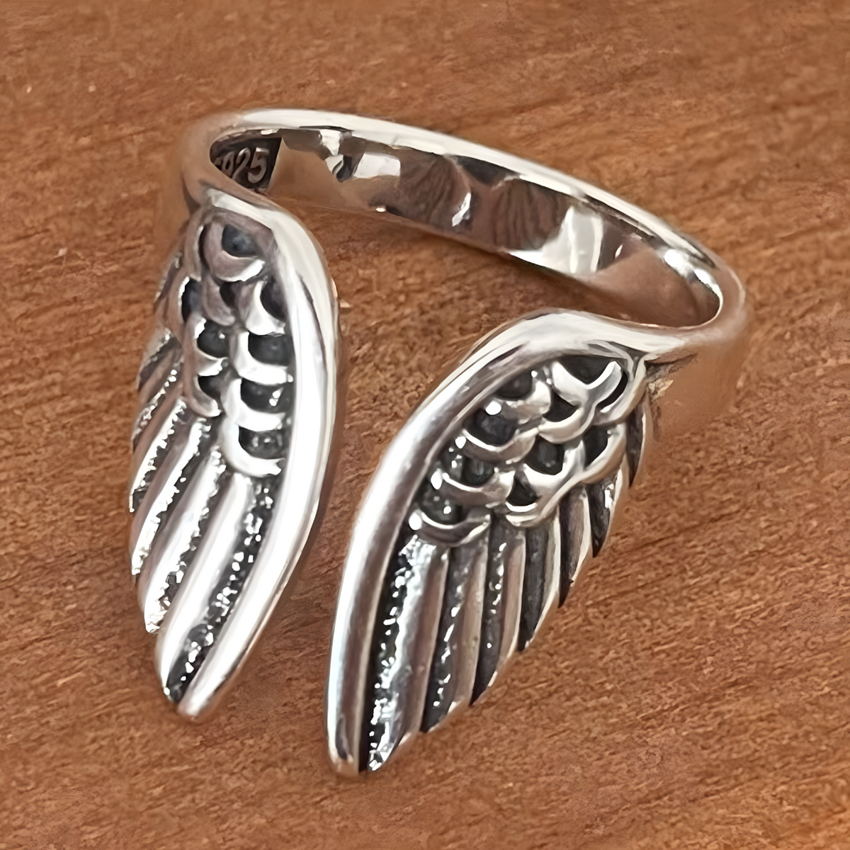 Wing Open Ring For Women Silver-Plated Alloy Resizable Adjustable Band 1476
