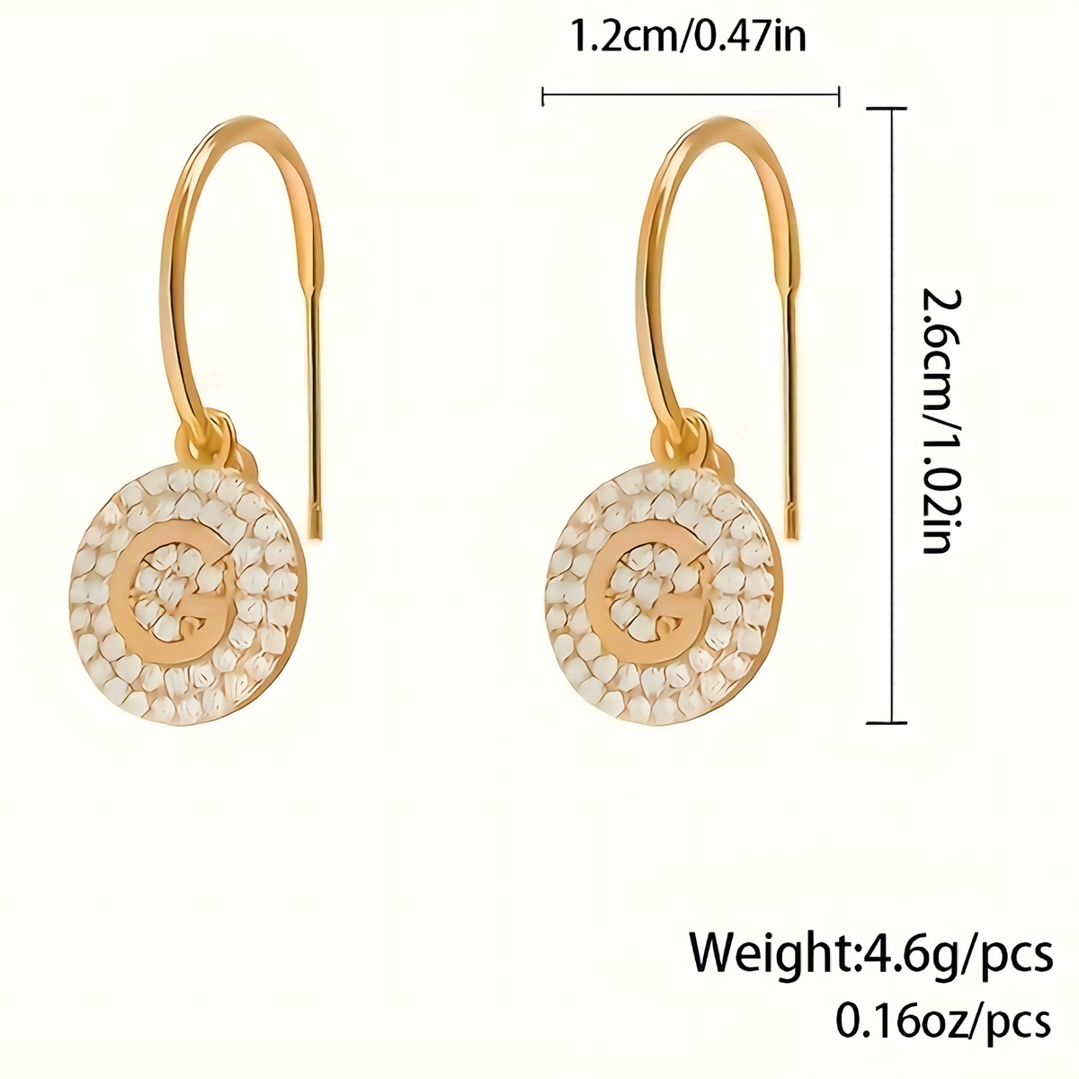 Gold G Letter Drop Earrings Women – Sparkling Round Crystal Dangle Earrings 688