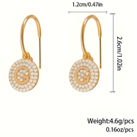 Gold G Letter Drop Earrings Women – Sparkling Round Crystal Dangle Earrings 688