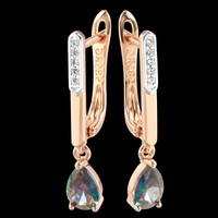 Rose Gold Colour Drop Earrings for Women, Copper Alloy with Silver Colour 1290