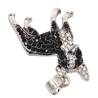 Boston Terrier Pendant Necklace, MultiTone Rhodium & Black-Plated Stainless B252