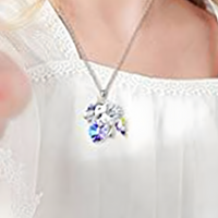 Unicorn Heart Pendant Necklace for Women – Colourful Crystal Glass Heart 1168