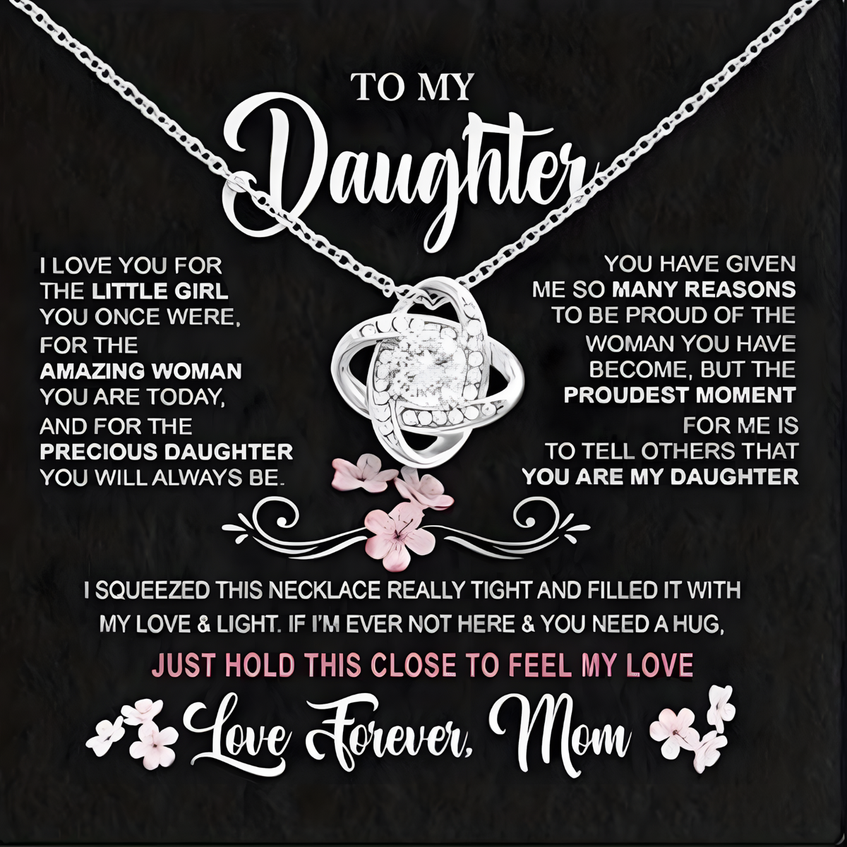 Girls Hollow Inlaid Pendant Necklace - To My Daughter Gift B191 With Card NO BOX