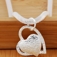 Unified Jewellery Double Heart Pendant Necklace with AAA Zircon Stones Women 480