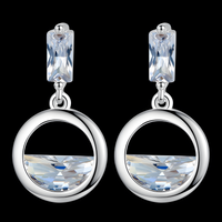 Half Round Cubic Zirconia Geometric Drop Earring Women Trendy Copper Dangle 1014