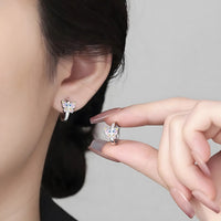 925 Sterling Silver Butterfly Hoop Earrings MultiColor Zircon Huggie 353