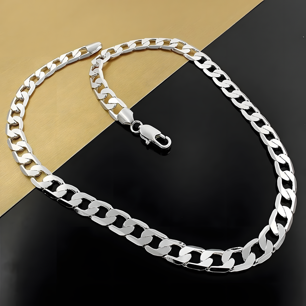 Premium Rhodium-Plated 6MM Cuban Link Chain Necklace-Durable Polished Metal 1452