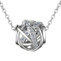 925 Sterling Silver Modern Globe Necklace for Women – Crisscross Pendant 284