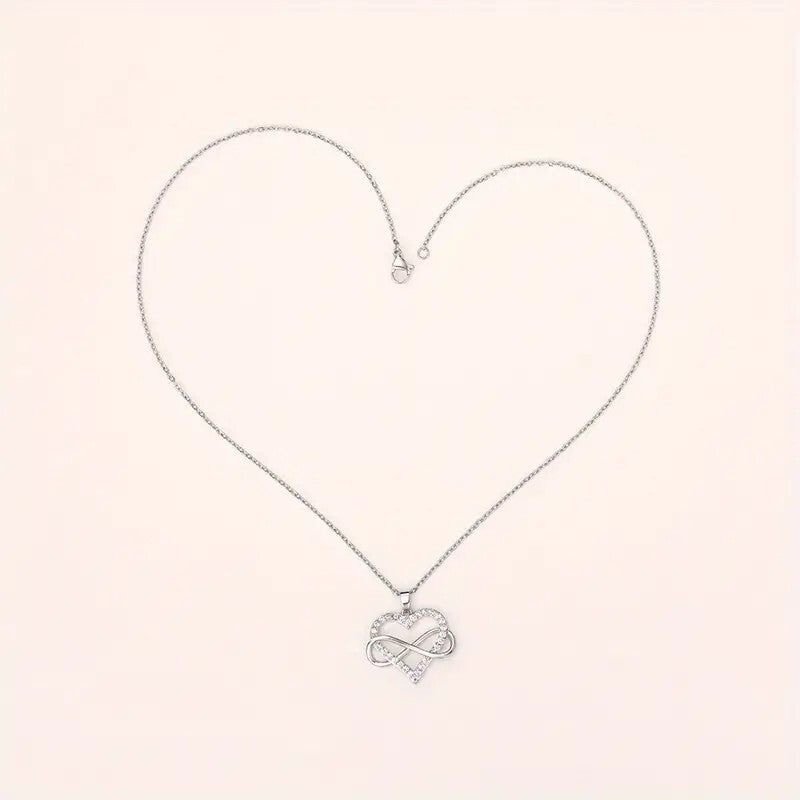 Unified Jewellery® Bridal 925 Silver Plated Zircon Infinity Heart Pendant 14 UK