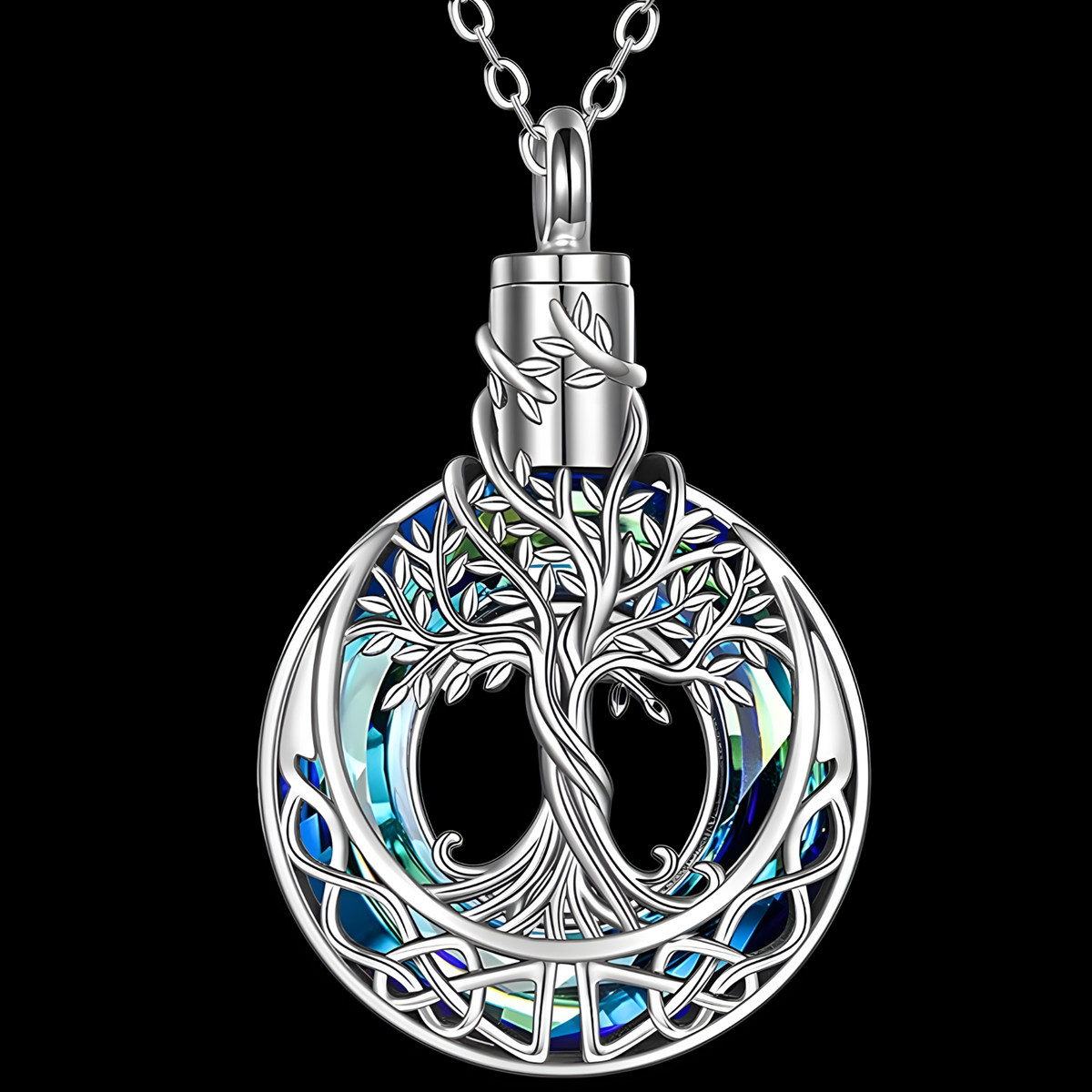 Women’s Tree of Life Urn Necklace – Silver-Plated Keepsake Pendant for Ashes B99