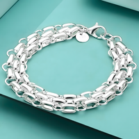 Premium Wide Link Bracelet for Women - Layered Multi-Strand Statement Chain 1822