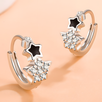 925 Silver-Plated Cute Star Hoop Earrings Women – Copper Alloy 925 Silver 1023