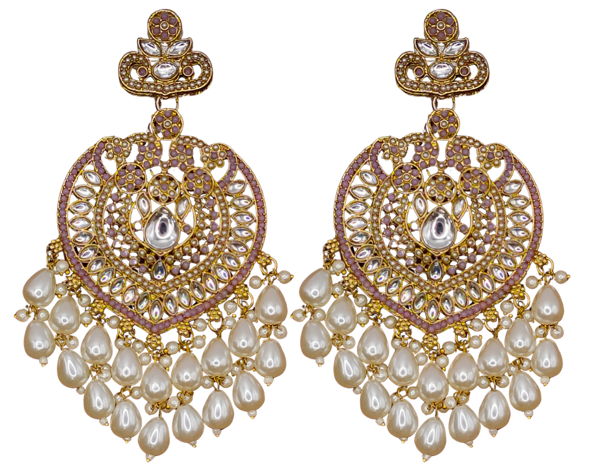 Elegant Bollywood Inspired Gold Kundan Earrings - Traditional Indian Jewelry 230