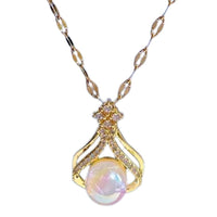Stainless Steel Water Drop Pearl Pendant Necklace Women Fashion Clavicle 27 UK