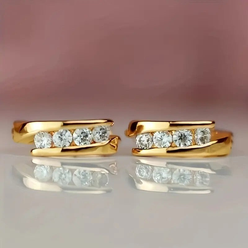 Hoop Earrings Plated Jewelry Embellished Zircon Elegant Simple Style 89 UK