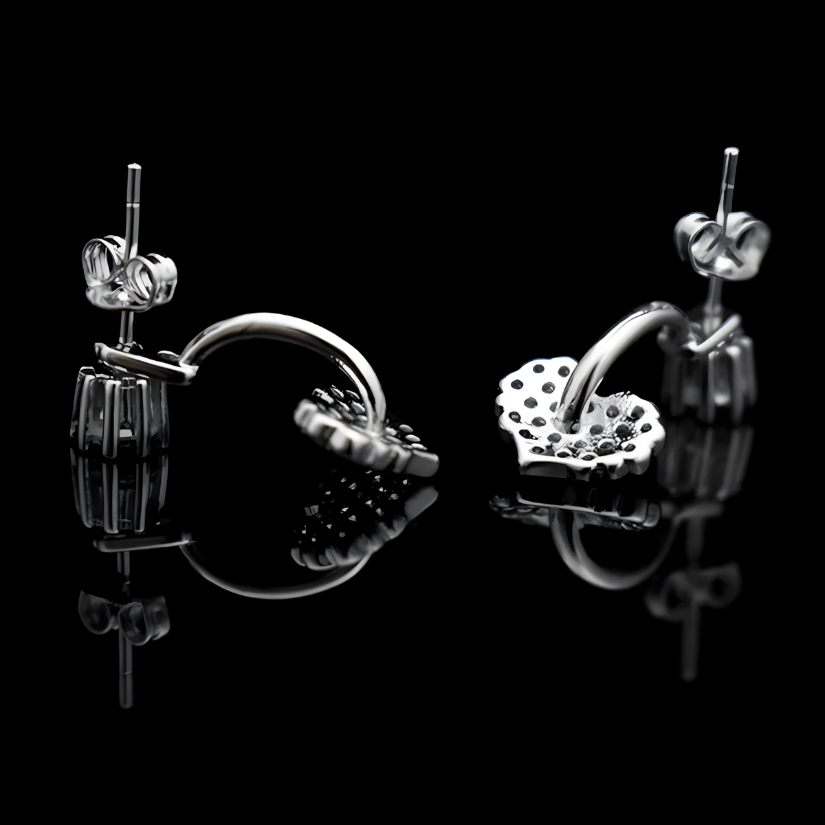 Sterling Silver Heart Drop Earrings with Cubic Zirconia - Dangle Earrings 335