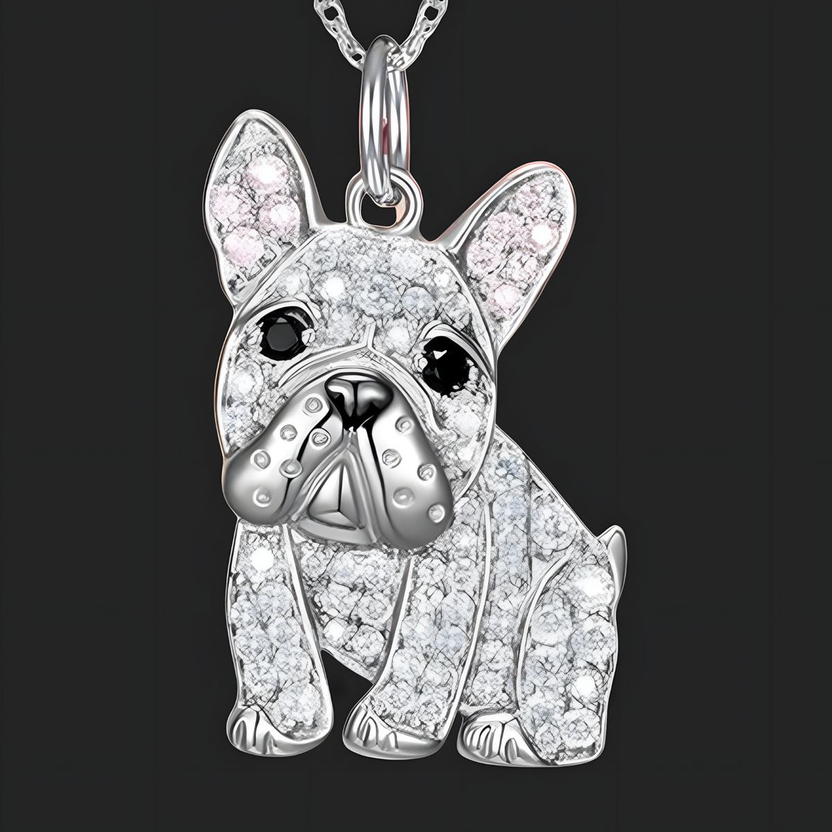 Bulldog Silvery Pendant Necklace - MultiTone Plated Stainless Steel Pendant B251