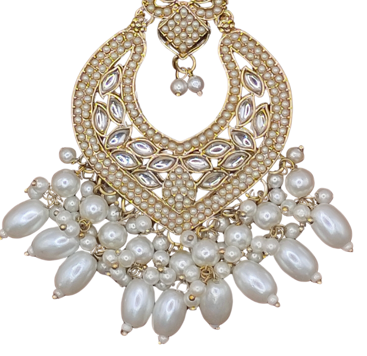Elegant Bollywood Inspired Gold Kundan Earrings - Traditional Indian Jewelry 195