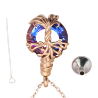 Tree of Life  Necklace with Multicolor Circle Crystal 316L Stainless Steel B218