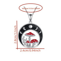 Moon Phase Mushroom Pendant Necklace Silver Plated Gothic Nature Charm B137